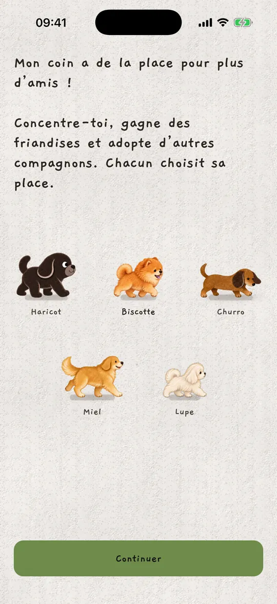 Le choix du chiot avec Haricot, Biscotte, Churro, Miel et Lupe.