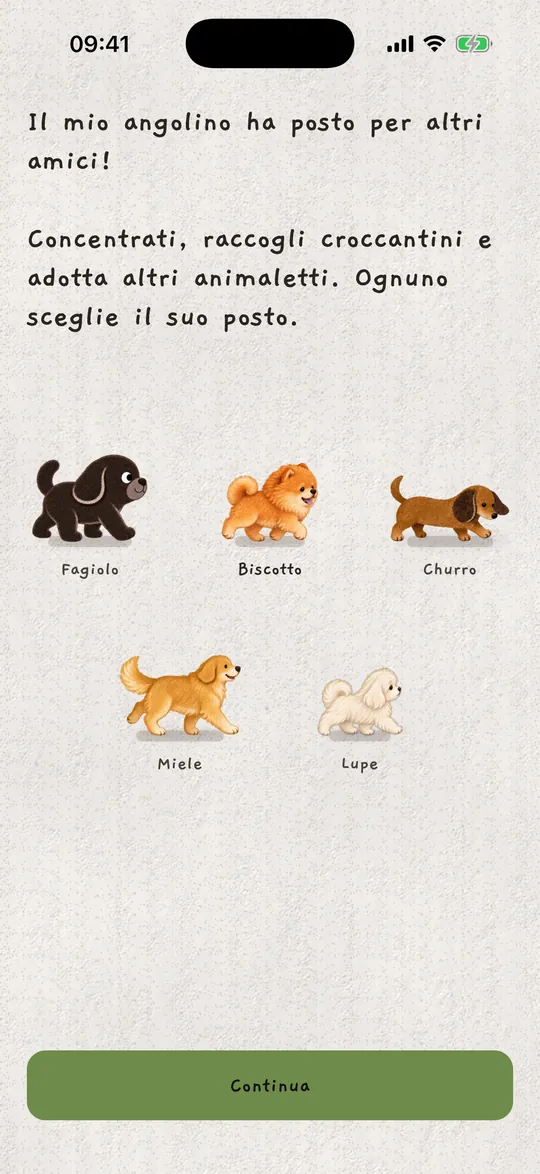 La scelta del cucciolo con Fagiolo, Biscotto, Churro, Miele e Lupe.
